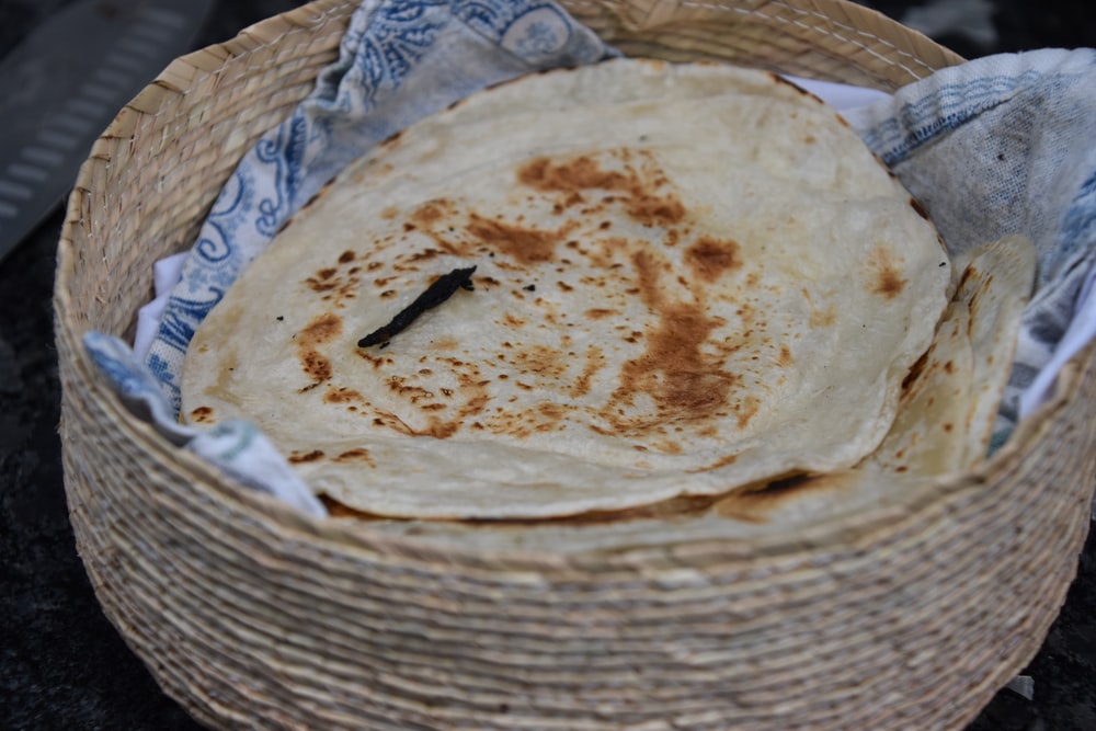 homemade flour tortillas in basket