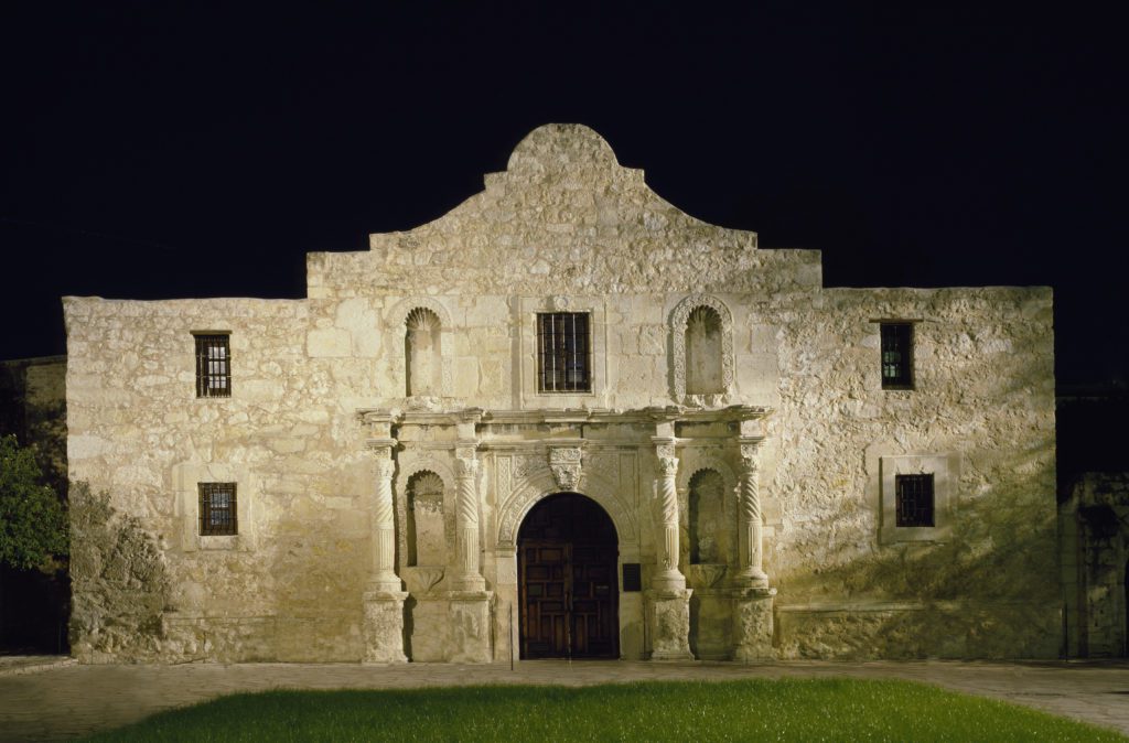 Shrine of Texas Liberty, the Alamo, at night