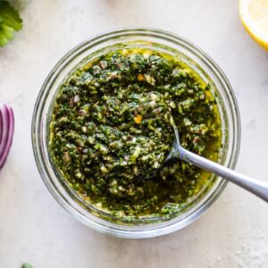 Chimichurri sauce in bowl