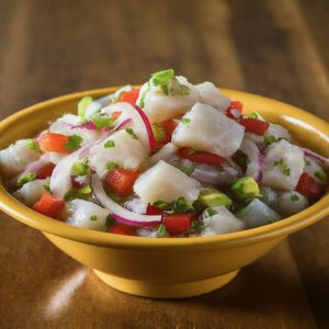 sea bass ceviche in a bowl