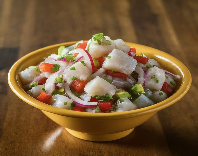 sea bass ceviche in a bowl