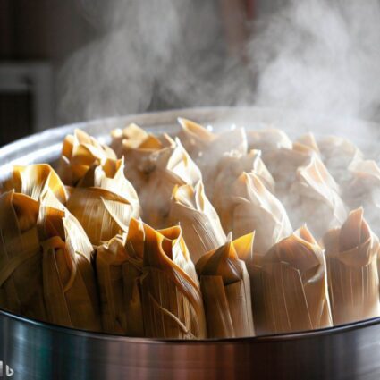 freshly steamed batch of Tex-Mex Tamales