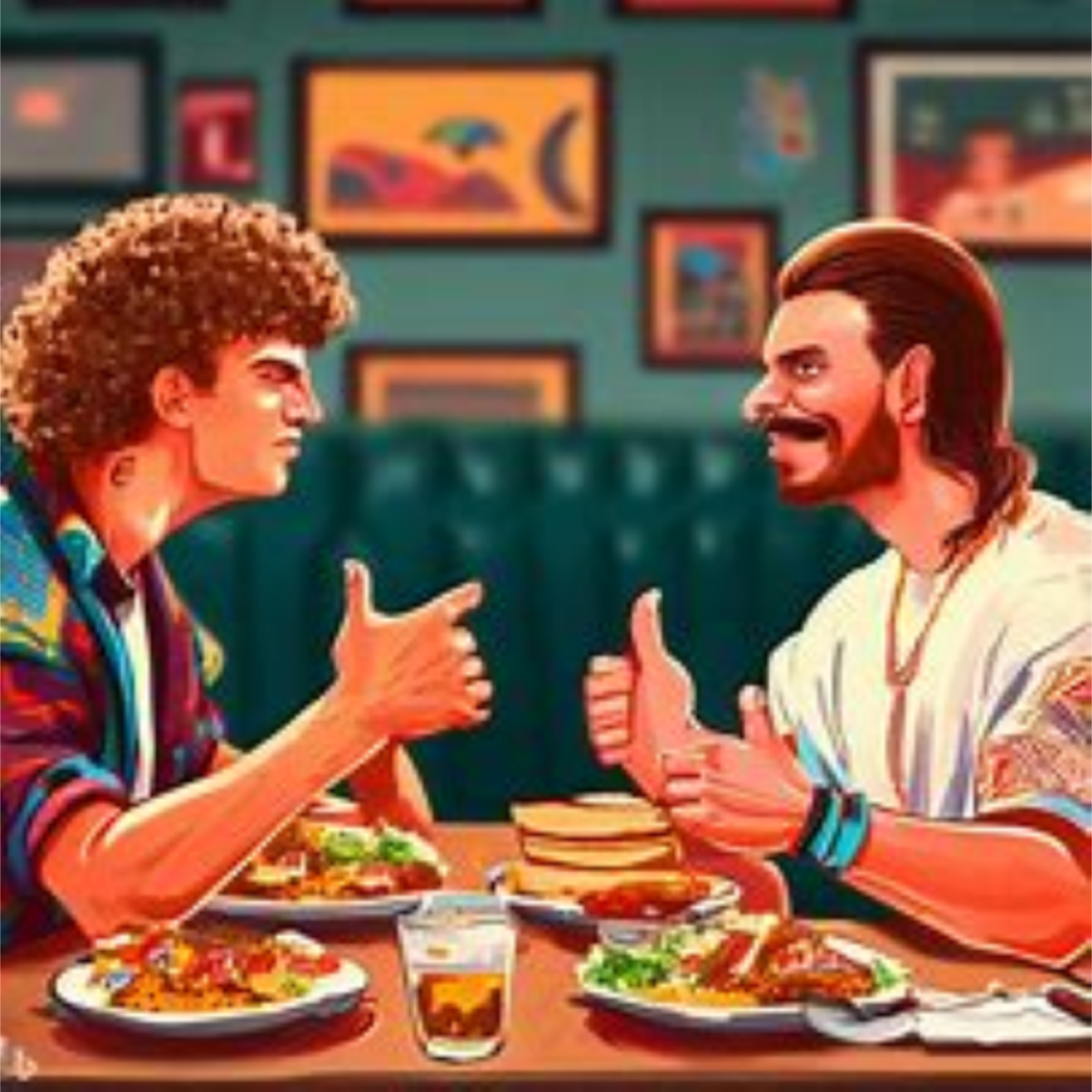 Mullethead and Hambone enjoy a Tex-Mex meal while ranting