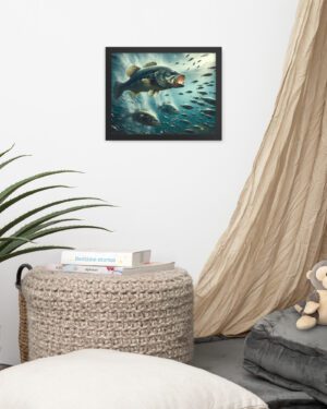 Largemouth Bass feeds on shad poster wall art