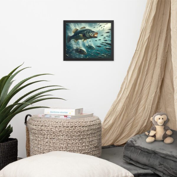 Largemouth Bass feeds on shad poster wall art