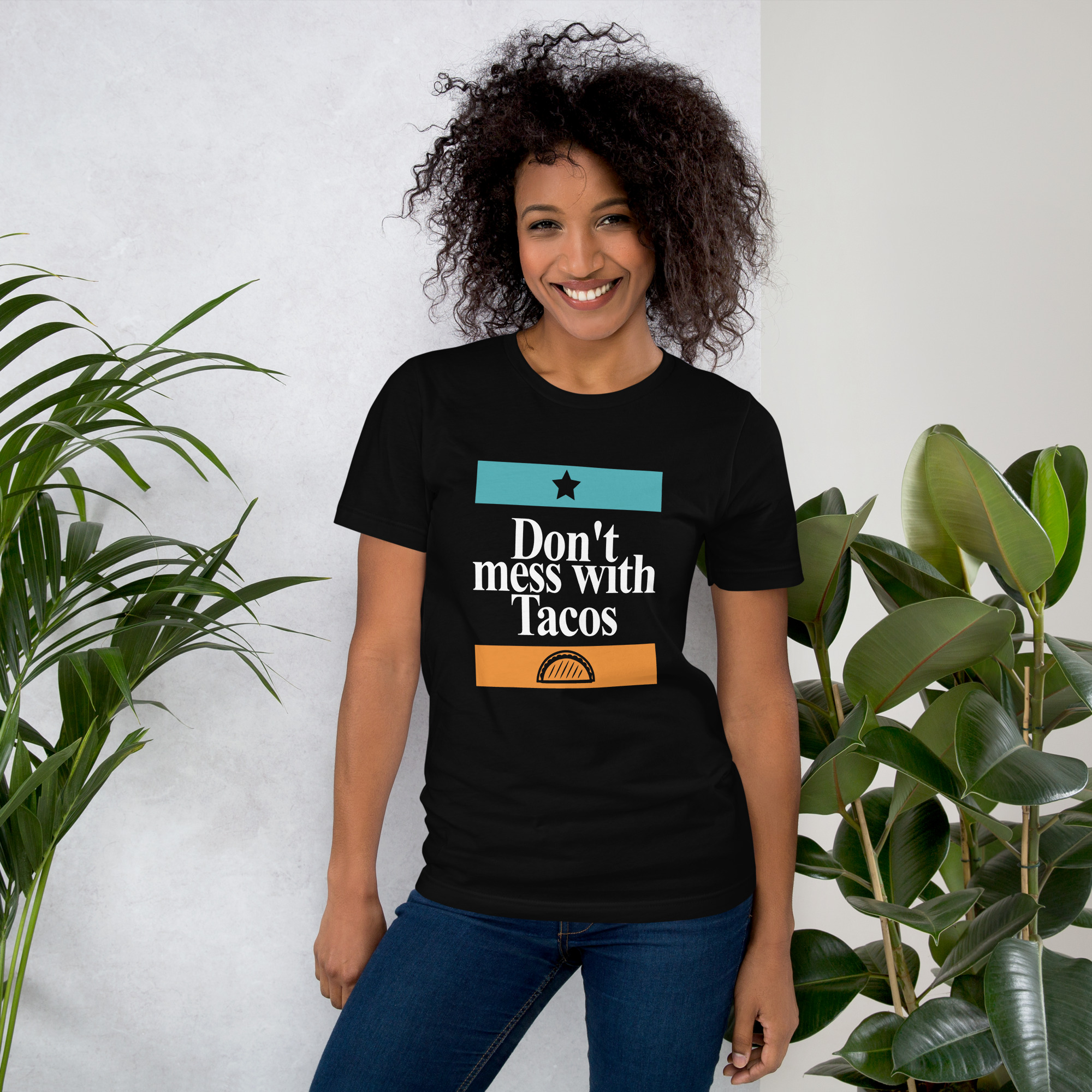 Black Unisex Don't Mess with Tacos short-sleeve t-shirt