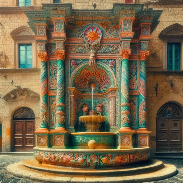 Restored Tuscan Fountain in Village Piazza