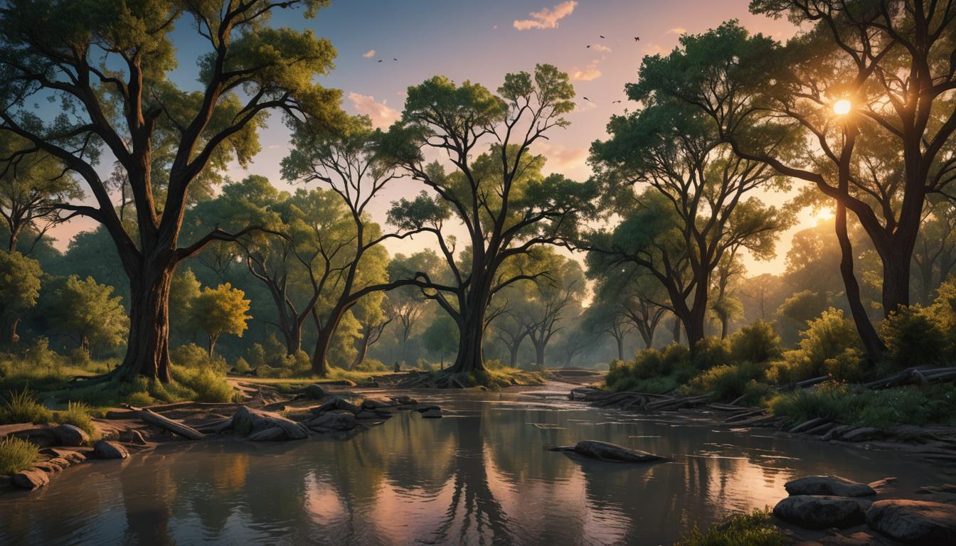 Buffalo Bayou at sunset Houston TX