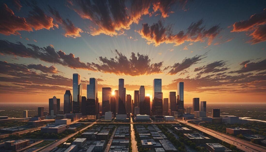 Downtown Houston at sunset