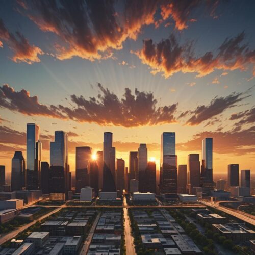 Downtown Houston at sunset