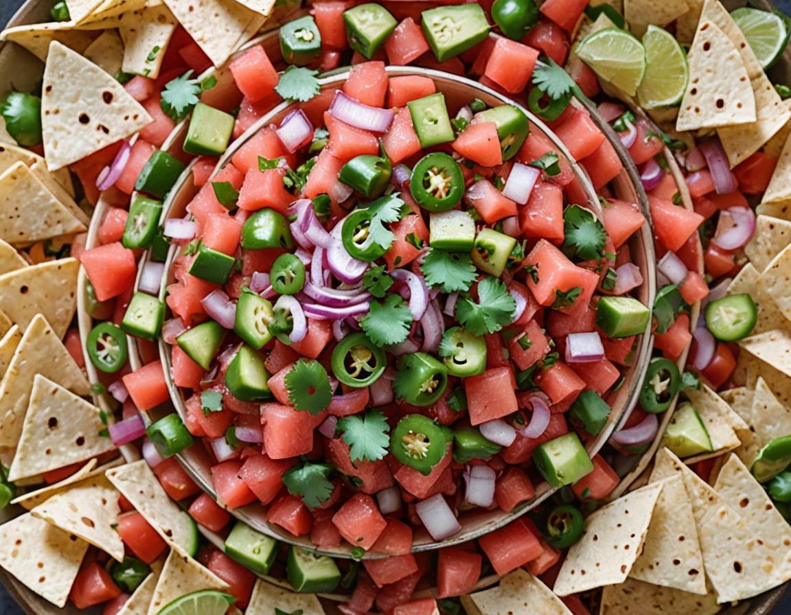 Watermelon Fire and Ice Salsa with Tortilla Chips