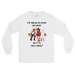 Funny Adult Halloween Shirt says "I'm too old to trick or treat, but I'll take candy".