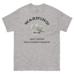 funny chef t-shirt says "Warning! May cause delicious feasts".