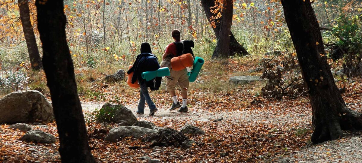 2 campers hiking in Lost Maples State Natural Area