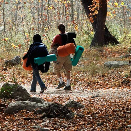 2 campers hiking in Lost Maples State Natural Area