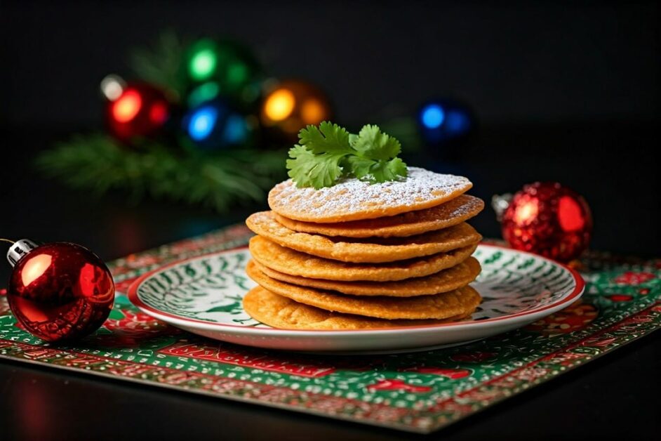 Mexican Bunuelos on Christmas tray