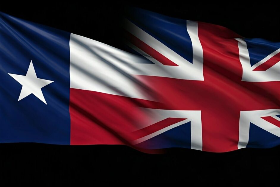 image of Texas flag merging with British flag