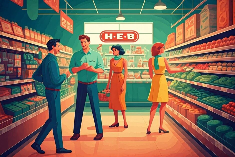 2 couples shopping in HEB