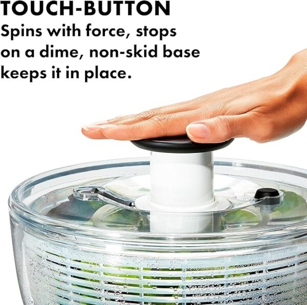 Oxo salad spinner one touch button demo