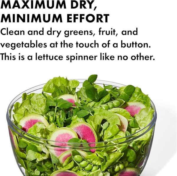 Oxo salad spinner with lettuce, veggies and fruit