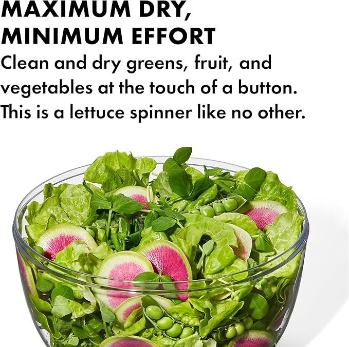Oxo salad spinner with lettuce, veggies and fruit